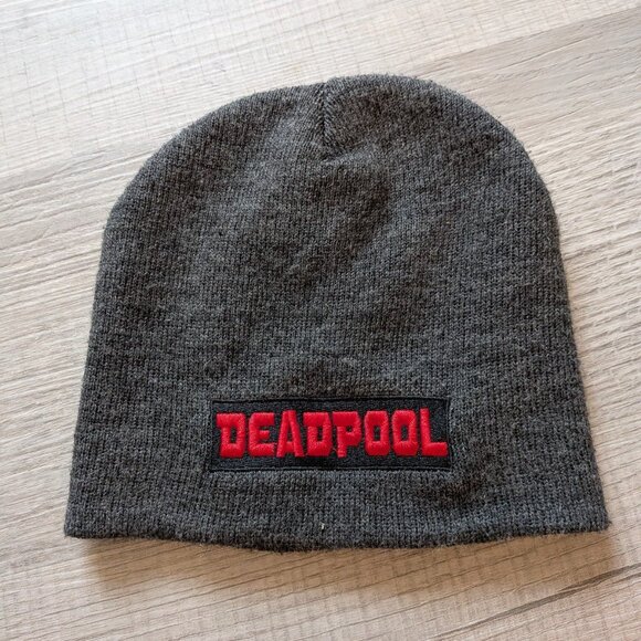 Marvel Other - Deadpool Beanie Marvel Charcoal Gray Knit Hat Skull Cap 2017 OSFA Embroidered